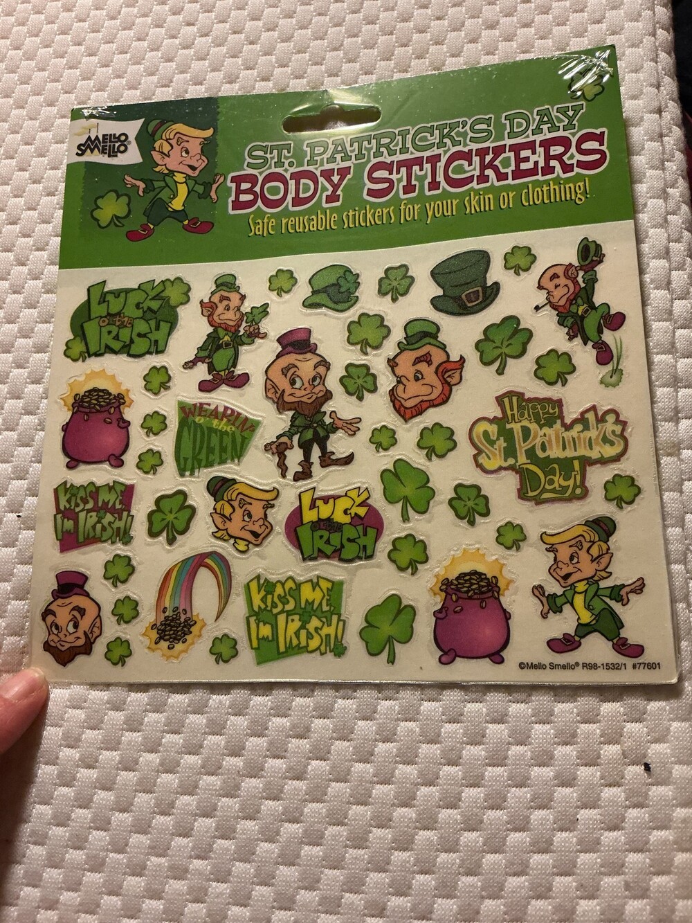 Mello Smello St. Patrick's Day Body Stickers Reusable Shamrock Leprechaun